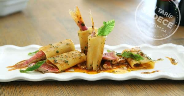 Paccheri Makarna ve Barbun Balığı Yahnisi