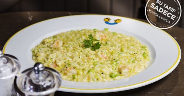 Limonlu, Karidesli, Kabaklı Risotto (Risotto al limone con gamberi e zucchine)