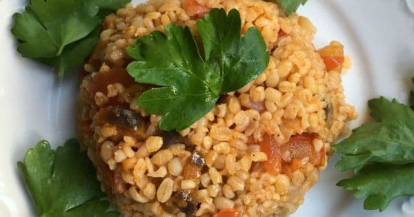 Patlıcanlı Bulgur Pilavı