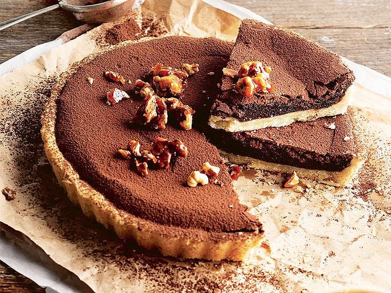 Cevizli Şekerlemeli Çikolatalı Tart