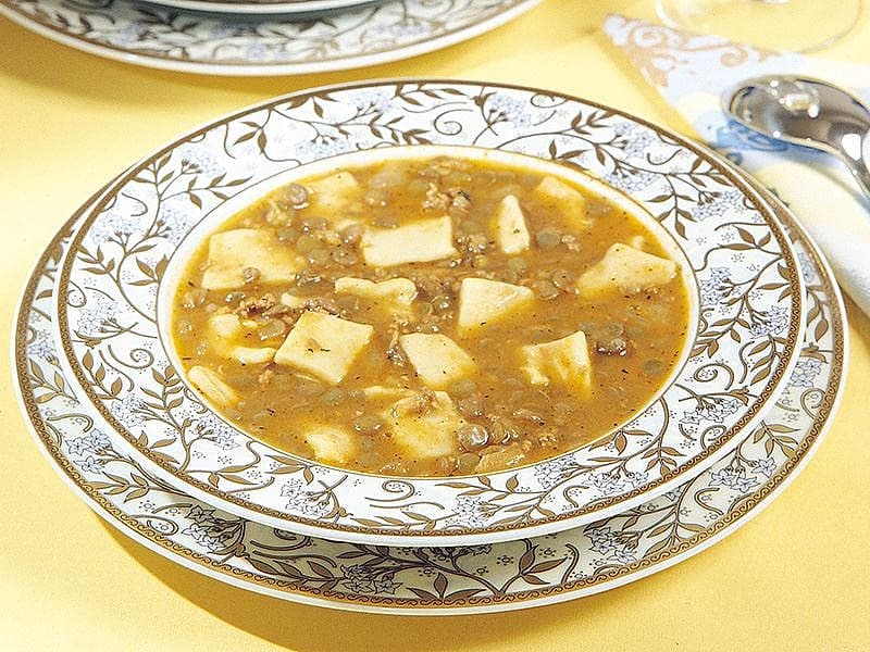 Hamurlu Yeşil Mercimek Çorbası