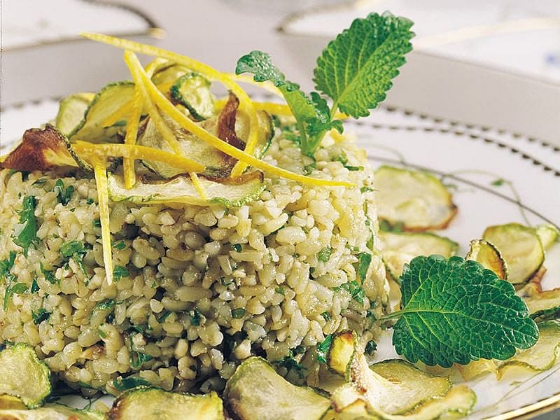 Kızarmış Kabaklı Pestolu Bulgur Pilavı